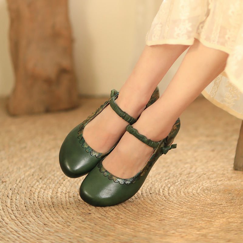 Vintage Farbabstimmung Damen Casual Leder Loafer