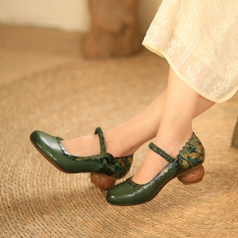 Vintage Farbabstimmung Damen Casual Leder Loafer