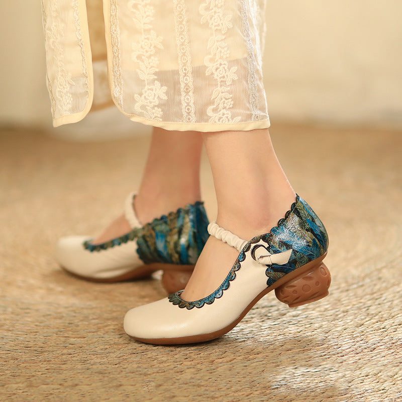 Vintage Farbabstimmung Damen Casual Leder Loafer
