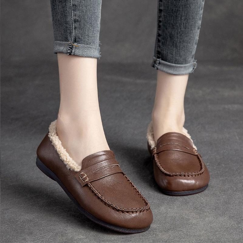 Winter Dickes Fell Warme Freizeitschuhe Mit Flacher Sohle