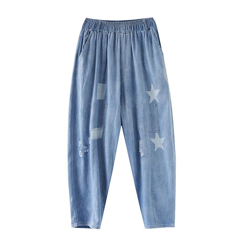 Damen Sommer Plus Size Dünne Jeanshose