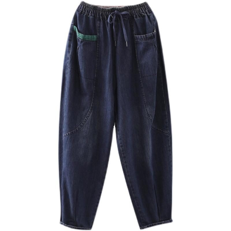 Herbst Vintage Plus Size Lässige Jeanshose Aus Baumwolle