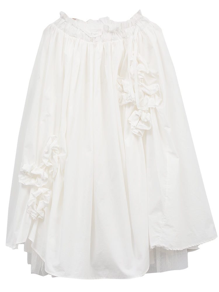 Eleganter Mehrlagiger Mit Blumen Verzierter Baumwollrock Im Vintage-stil