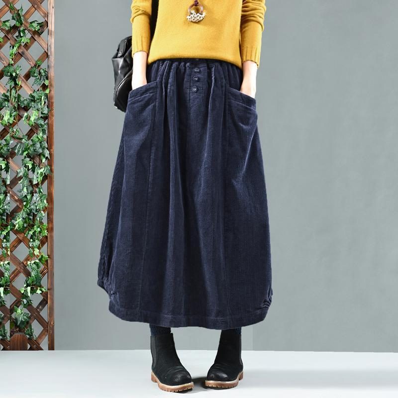 Vintage Cordrock Aus Baumwolle Mit Elastischer Taille