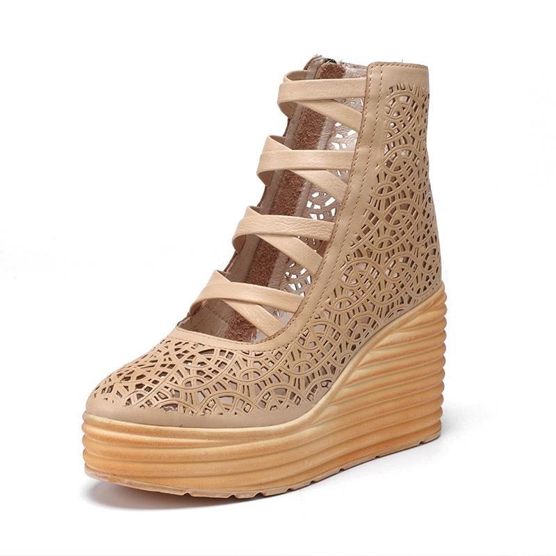 High Heel Summer Hollow Ledersandalen