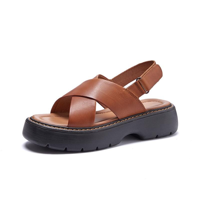 Sommer-frauen-leder-plateau-sandalen