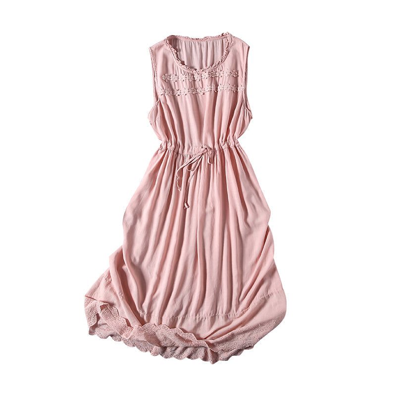 Ärmelloses Sommer-retro-modekleid Aus Baumwolle Und Leinen