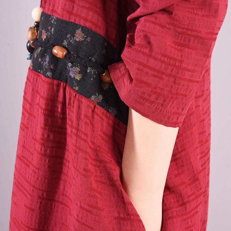 Einreihiges Lockeres Frühlings-retro-patchwork-kleid