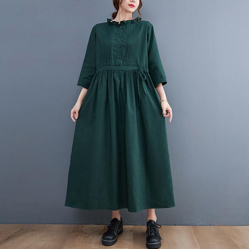 Frühlings-retro-festes Lockeres Lässiges A-linien-kleid