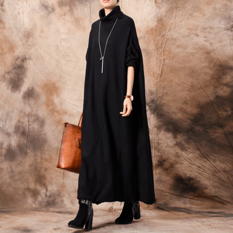 Herbst-winter-ethno-retro-pullover Langes Robenkleid