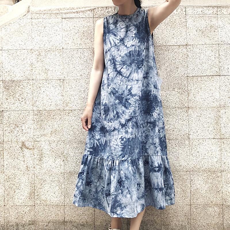 Lässiges Ärmelloses Sommerkleid Im Retro-stil