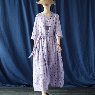 Lila Blumenkleid Mit Digitaldruck Von Ramie