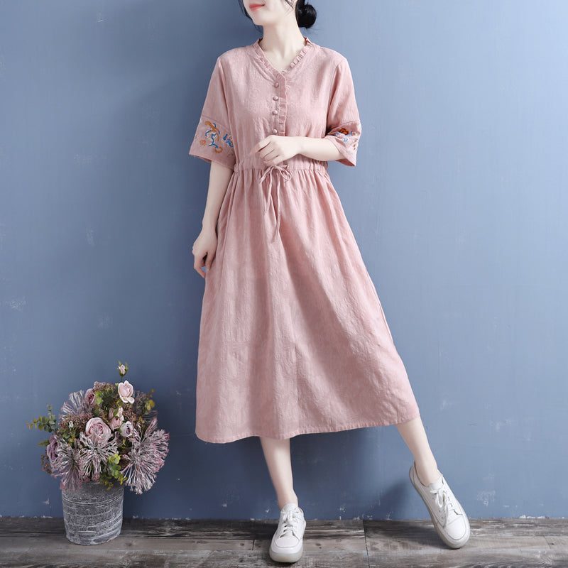 Sommerkleid Aus Baumwollleinen Mit Blumenmuster