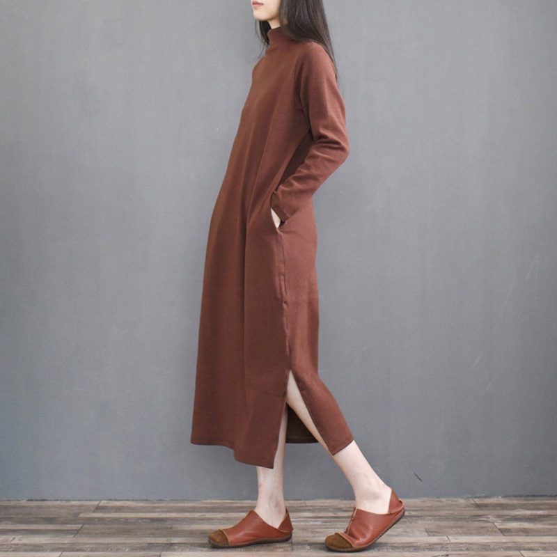 Vintage Loose Casual Rollkragen-strickkleid