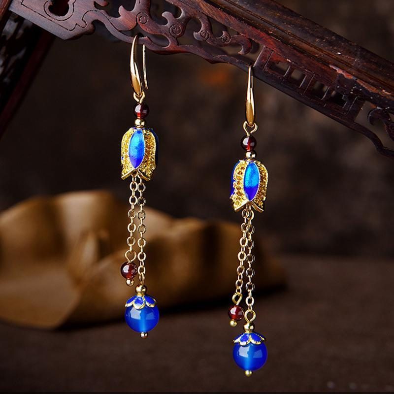 Klassische Lange Cloisonne-ohrhänger