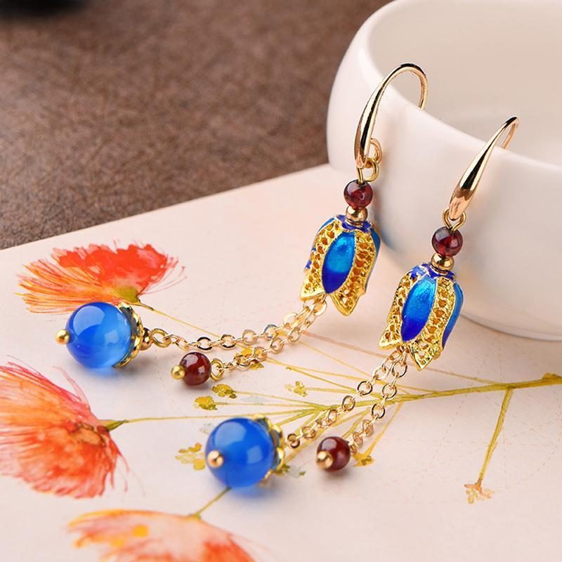 Klassische Lange Cloisonne-ohrhänger