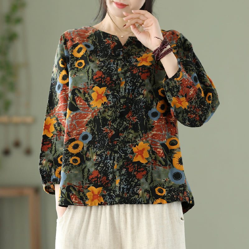 Damen Retro Frühling Sommer Lockeres Leinen T-shirt