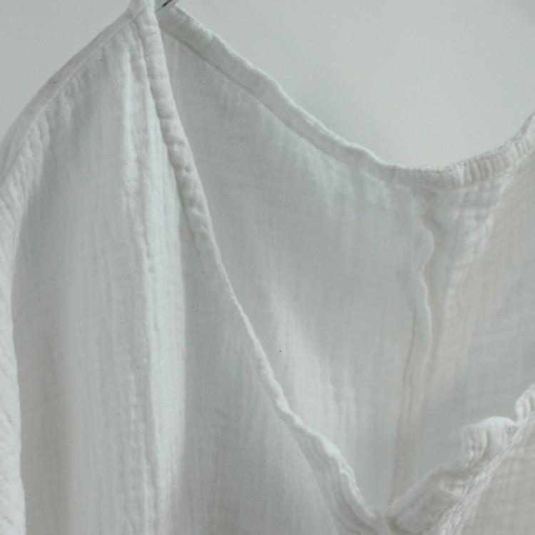 Damen Weißes Sommer-baumwoll-leinen-hemdkleid