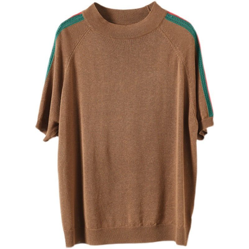 Frauen-sommer-höhlen-patchwork-baumwollt-shirt