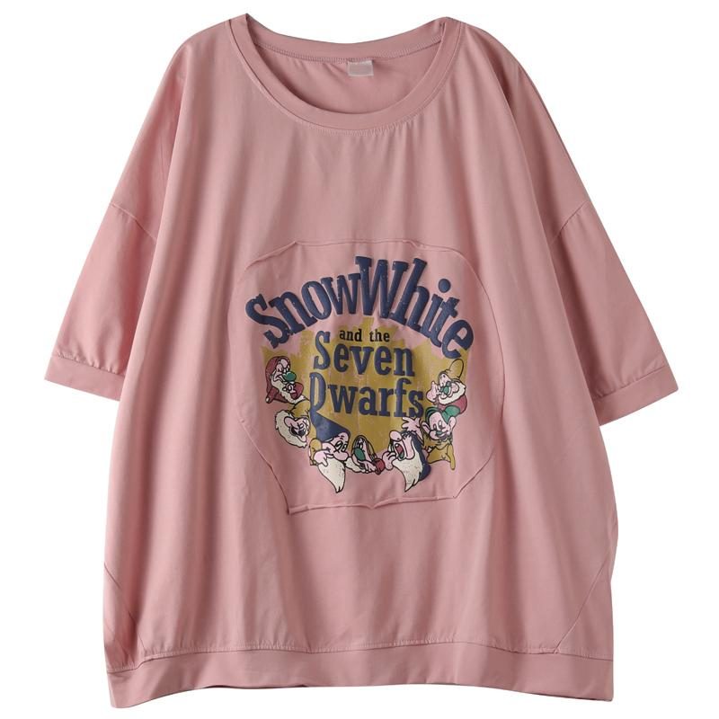Lässiges Rundhals-t-shirt Mit Cartoon-print