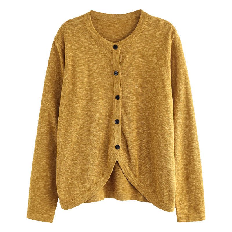 Damen Frühlings-baumwollstrick-retro-langarm-cardigan