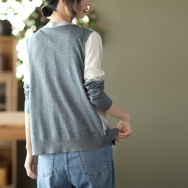 Frauen Frühling Retro Lässige Strickjacke Aus Baumwolle