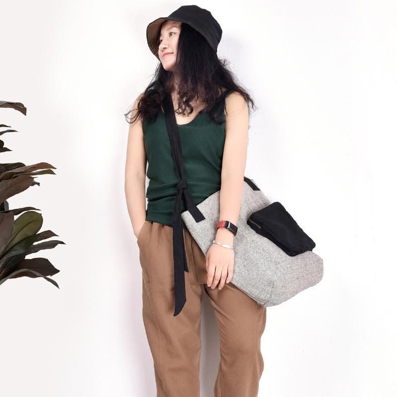 Einfache Lässige Retro-schulternaht Mit Großem Fassungsvermögen Und Literarischer Wildtasche