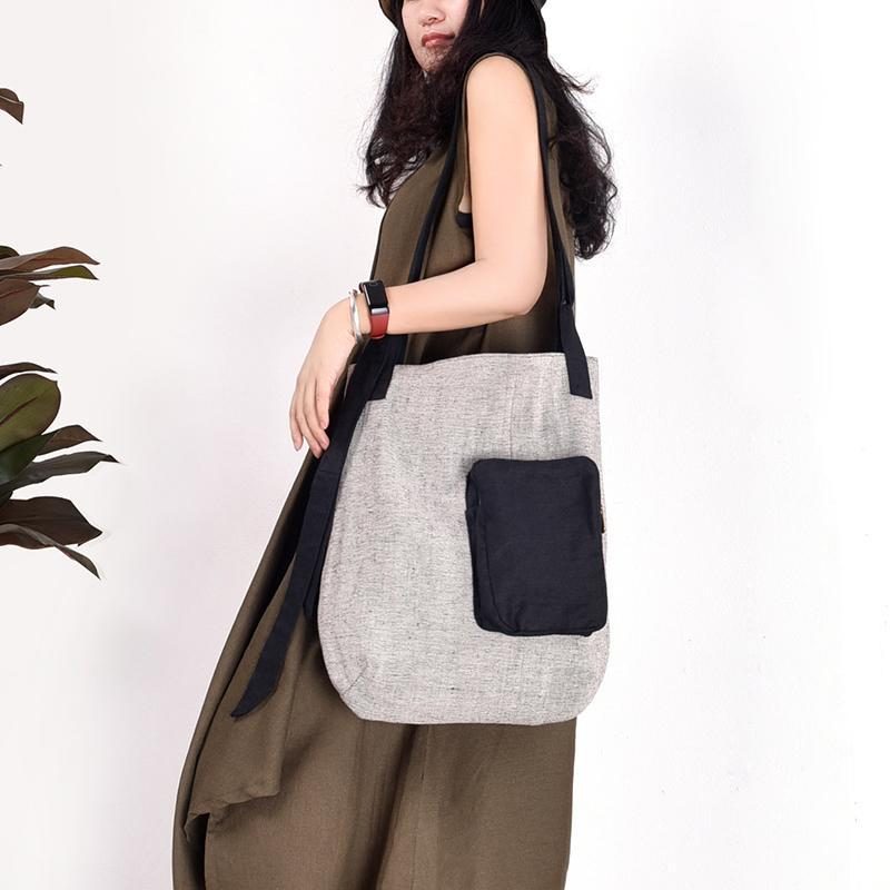 Einfache Lässige Retro-schulternaht Mit Großem Fassungsvermögen Und Literarischer Wildtasche