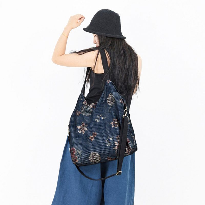 Lässige Umhängetasche Aus Mesh Mit Bedrucktem Denim Für Damen