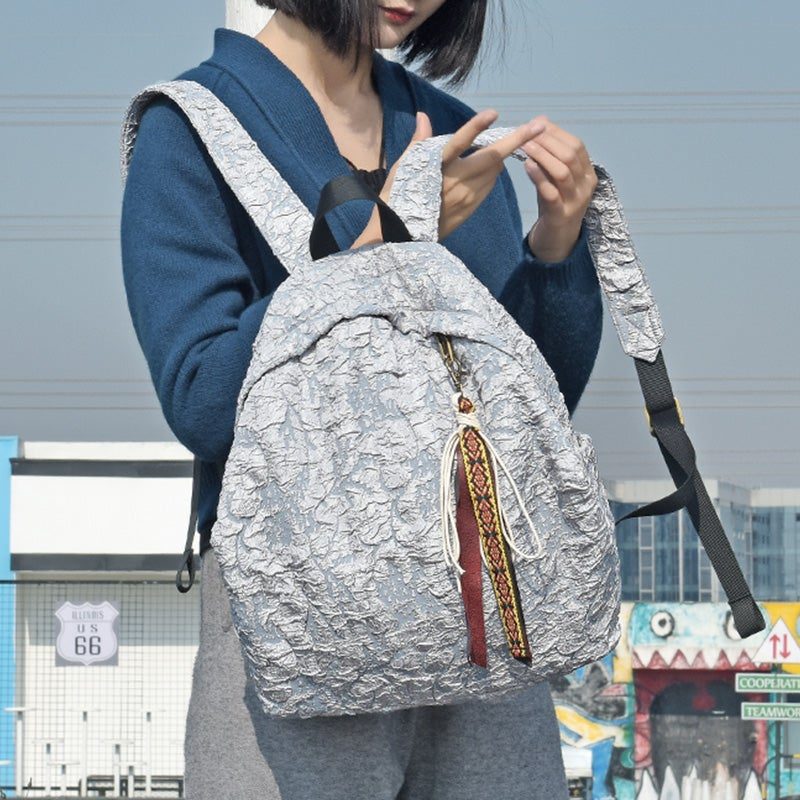 Lässiger Rucksack Aus Baumwolle Mit Retro-ethno-quaste