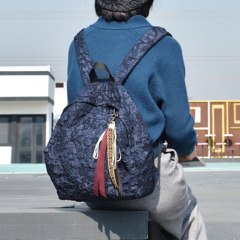 Lässiger Rucksack Aus Baumwolle Mit Retro-ethno-quaste