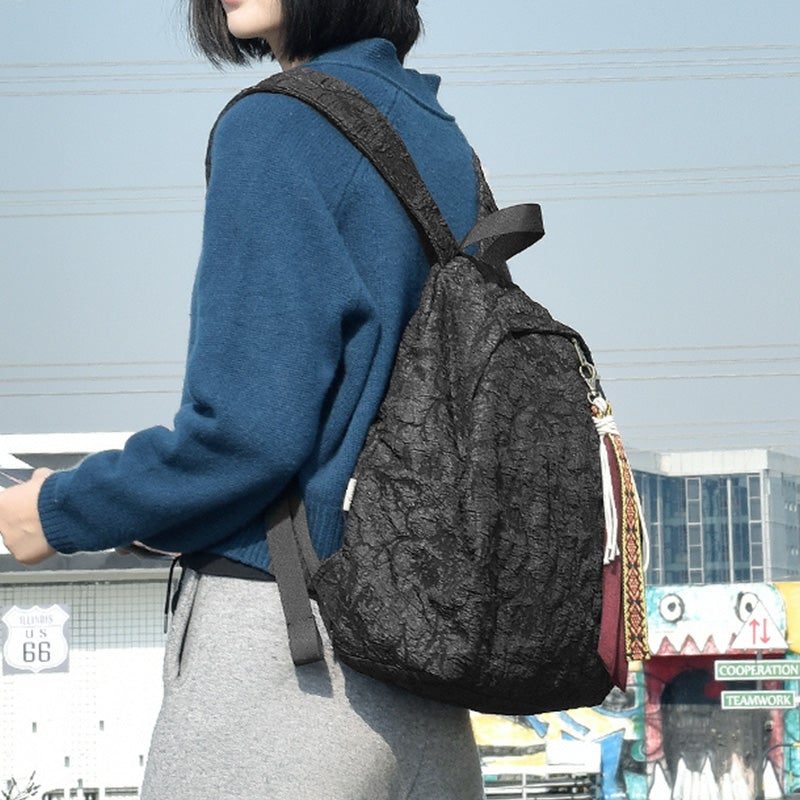 Lässiger Rucksack Aus Baumwolle Mit Retro-ethno-quaste